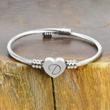 Heart Cable Initial Bracelet Hypoallergenic and Adjustable