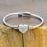 Heart Cable Initial Bracelet Hypoallergenic and Adjustable