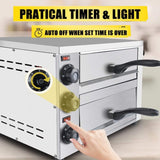 Heavy-Duty 14-Inch Commercial Stainless Steel Electric 2-Tier Tabletop Pizza Oven With Timer (SAK90432)