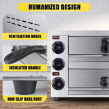 Heavy-Duty 14-Inch Commercial Stainless Steel Electric 2-Tier Tabletop Pizza Oven With Timer (SAK90432)
