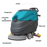 Heavy-Duty 22-Inch Industrial Walk-Behind Floor Scrubber With Squeegee Suction (SAK90834)