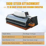 Heavy-Duty 72-Inch Hydraulic Drive Broom Sweeper Skid Steer Attachment With Water Tank (SAK80614)