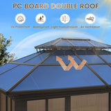 Alora Edge Heavy-Duty Aluminum Frame Outdoor Backyard Solarium With Polycarbornate Roof And Adjustable Panels (SAK68513)