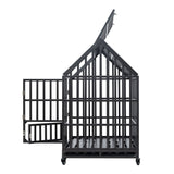 Heavy-Duty Carbon Steel Dog Kennel Cage Crate W/ Sloped Roof And Wheels, 48" (SAK73812)
