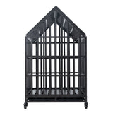 Heavy-Duty Carbon Steel Dog Kennel Cage Crate W/ Sloped Roof And Wheels, 48" (SAK73812)