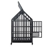 Heavy-Duty Carbon Steel Dog Kennel Cage Crate W/ Sloped Roof And Wheels, 48" (SAK73812)