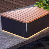 Heavy-Duty Commercial Outdoor Stainless Steel Bench With Wood Seat And Planter Box [Made-To-Order] (SAK41578)