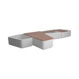 Heavy-Duty Commercial Outdoor Stainless Steel Bench With Wood Seat And Planter Box [Made-To-Order] (SAK41578)