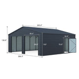 Alora Heavy-Duty Double Garage Galvanized Steel Shed With Side Door (SAK84271)