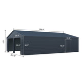 Alora Heavy-Duty Double Garage Galvanized Steel Shed With Side Door (SAK84271)