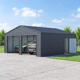 Alora Heavy-Duty Double Garage Galvanized Steel Shed With Side Door (SAK84271)