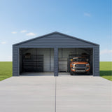 Alora Heavy-Duty Double Garage Galvanized Steel Shed With Side Door (SAK84271)
