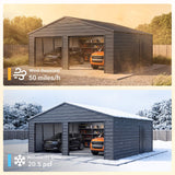 Alora Heavy-Duty Double Garage Galvanized Steel Shed With Side Door (SAK84271)