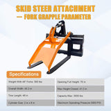 Heavy-Duty Fork Grapple Skid Steer Attachment With Universal Quick Attach (SAK10478)