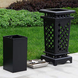 Heavy-Duty Premium Commercial Black Outdoor Iron Garbage Trash Bin With Circular Arc Edging (SAK69175)
