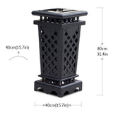 Heavy-Duty Premium Commercial Black Outdoor Iron Garbage Trash Bin With Circular Arc Edging (SAK69175)