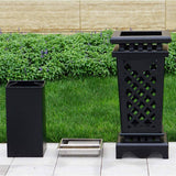 Heavy-Duty Premium Commercial Black Outdoor Iron Garbage Trash Bin With Circular Arc Edging (SAK69175)