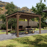 Alora Heavy-Duty Premium Wooden Grill Gazebo With Sloped Metal Roof (SAK61583)