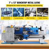 Heavy-Duty Small Bench Top Metalworking Lathe Machine W/ Accessories (7x12)" (94203871)
