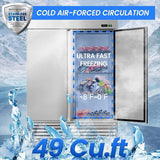 Large 49 Cu.Ft. Two Door Stainless Steel Commercial Industrial Restaurant Freezer, 54" (SAK57246)