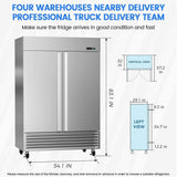 Large 49 Cu.Ft. Two Door Stainless Steel Commercial Industrial Restaurant Freezer, 54" (SAK57246)