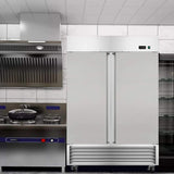 Large 49 Cu.Ft. Two Door Stainless Steel Commercial Industrial Restaurant Freezer, 54" (SAK57246)