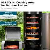 Heavy-Duty Vertical Extra-Large Charcoal Offset BBQ Smoker Grill Combo (SAK80247)