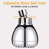 High Pressure Shower Head 3" Anti-clog Anti-leak Fixed with Adjustable Swivel Brass Ball Joint