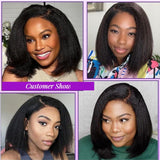 High Quality 13x4 Lace Frontal Glueless Wigs Human Hair Kinky Straight 4x4 HD Lace Closure Wig 4C Edge Baby Hair Brazilian Bob