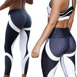 High-Waisted Honeycomb Design Ruched Workouts Fitness Yoga Gym Leggings Pants