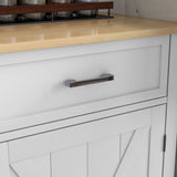 HOMCOM Farmhouse Kitchen Island Cart with Drop Leaf Breakfast Bar, 2 Drawers, Adjustable Shelves, White Wood