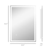 HOMCOM LED Bathroom Vanity Mirror 32x24 Inch Smart Touch Dimmable 3 Colors Makeup Mirror