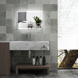 HOMCOM LED Bathroom Vanity Mirror 32x24 Inch Smart Touch Dimmable 3 Colors Makeup Mirror