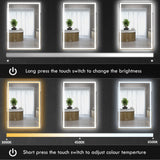 HOMCOM LED Bathroom Vanity Mirror 32x24 Inch Smart Touch Dimmable 3 Colors Makeup Mirror