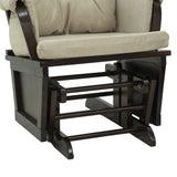 HOMCOM Nursery Glider Rocking Chair with Ottoman, Thick Padded Cushion Seating and Wood Base, Cream White