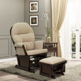 HOMCOM Nursery Glider Rocking Chair with Ottoman, Thick Padded Cushion Seating and Wood Base, Cream White