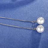 Hongye Big Natural Pearls Ear Line Super Long 925 Silver Drop Earrings