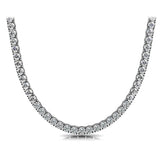 Huge 23 Ct TW Round Cut Natural Diamond Tennis Necklace 14K White Gold 18"
