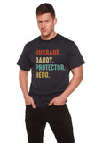 Husband, Daddy, Protector, Hero Men's Bamboo Viscose/Organic Cotton Short Sleeve Graphic T-Shirt