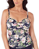Swim Solutions Womens Swimsuit Juliet Printed Side-Tie Tankini Top