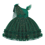 IBTOM CASTLE Girls Birthday Party Dress Heart Glitters Tulle Princess Dress Toddler Flower Girl Wedding Prom Pageant Dress