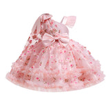 IBTOM CASTLE Girls Birthday Party Dress Heart Glitters Tulle Princess Dress Toddler Flower Girl Wedding Prom Pageant Dress