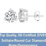 IGI, F/VS1, 3 CT Solitaire Lab-Grown Round Diamond Studs Earring 950 Platinum