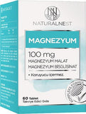 Naturalnest Magnesium Supplement 100mg - 60 Tablets | Magnesium Malate &amp; Bisglycinate