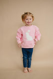 Applique Bunny Crewneck Sweatshirt - Baby Toddler Kids Girls - Easter Outfit