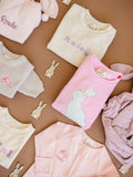 Applique Bunny Sweatshirt Romper - Infant Baby Toddler Girl - Easter Outfit