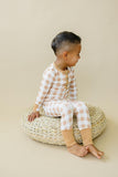 Golden Gingham 2pc Henley Bamboo Pajamas - Fall & Halloween Soft Baby PJs