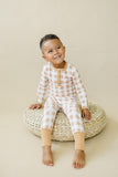 Golden Gingham 2pc Henley Bamboo Pajamas - Fall & Halloween Soft Baby PJs