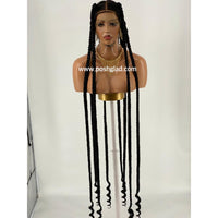 Large Jumbo Knotless Spiral Tip (100% Human Hair Full Lace Base) Color 1B - Jessie