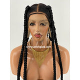Large Jumbo Knotless Spiral Tip (100% Human Hair Full Lace Base) Color 1B - Jessie